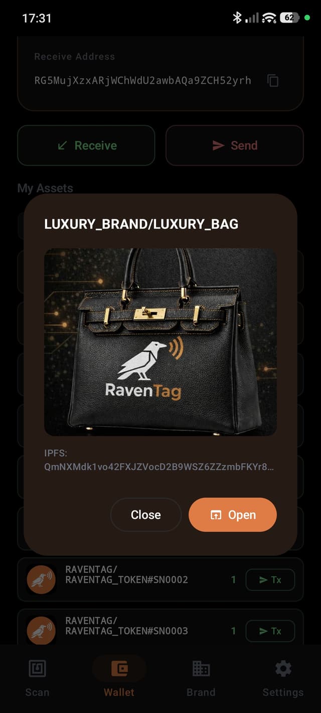 Sub-asset LUXURY_BRAND/LUXURY_BAG: product line with its own IPFS image